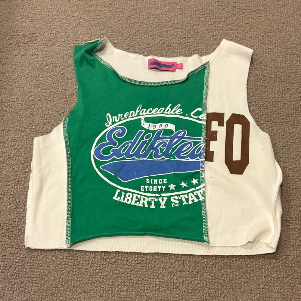 Edikted Green, White, and Brown Kids Tank Top